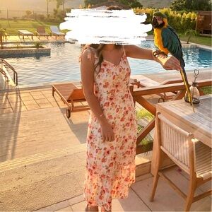 Abercrombie & Fitch White Floral Sleeveless Tie Strap Dress